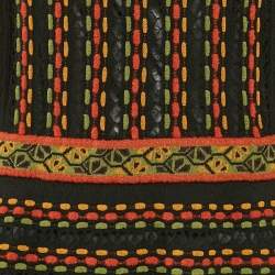 Pre Owned M Missoni Black/Orange Pointelle Knit Long Sleeve Midi Dress S