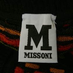 M Missoni Black/Orange Pointelle Knit Button Front Cardigan L