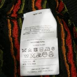M Missoni Black/Orange Pointelle Knit Button Front Cardigan L