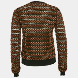 Pre Owned M Missoni Black/Orange Pointelle Knit Button Front Cardigan M