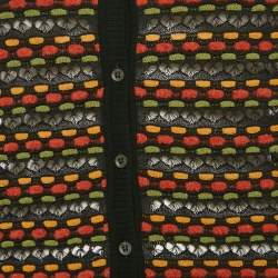 Pre Owned M Missoni Black/Orange Pointelle Knit Button Front Cardigan M