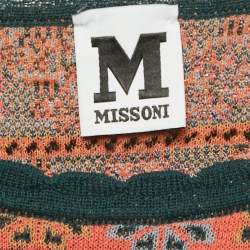 M Missoni Teal Blue Pointelle Knit Long Sleeve Knit Top L