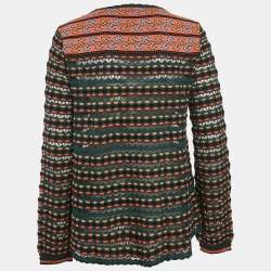 M Missoni Teal Blue Pointelle Knit Long Sleeve Knit Top L