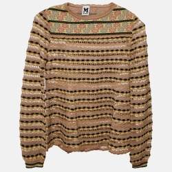 M Missoni Beige Pointelle Knit Long Sleeve Knit Top S
