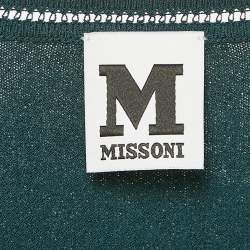 Pre Owned M Missoni Teal Blue Stretch Knit Crewneck Sweatshirt M
