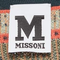 Pre Owned M Missoni Teal Green Floral Pattern Knit Long Sleeve Top L