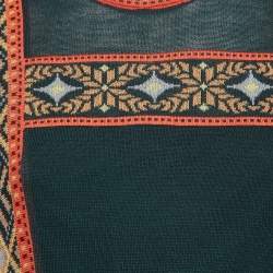 Pre Owned M Missoni Teal Green Floral Knit Sleeveless Midi Dress L