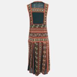 Pre Owned M Missoni Teal Green Floral Knit Sleeveless Midi Dress L