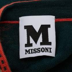 Pre Owned M Missoni Teal Green Floral Knit Sleeveless Midi Dress L