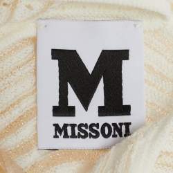 Pre Owned M Missoni White Patterned Lurex Knit Sleeveless Short Dress L