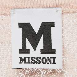 Pre Owned M Missoni Pink Patterned Knit Round Neck Sweater Top L