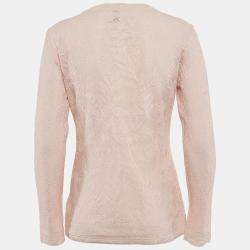 Pre Owned M Missoni Pink Patterned Knit Round Neck Sweater Top L