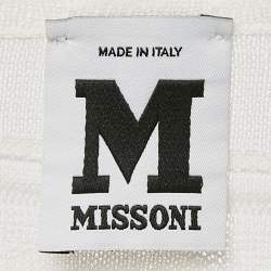 مملوكة مسبقًا M Missoni White Patterned Knit Round Neck Sweater Top M