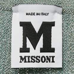 Pre Owned M Missoni Green Patterned Lurex Knit Sweater Top L