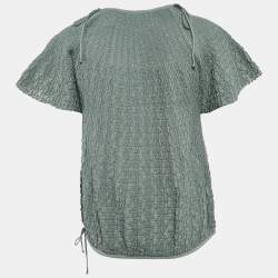 Pre Owned M Missoni Green Patterned Lurex Knit Sweater Top L