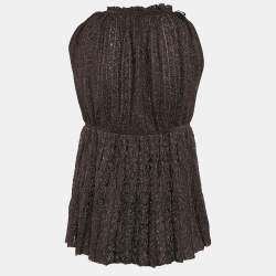 Pre Owned M Missoni Black/Pink Lurex Knit Pleat Detail Sleeveless Top S