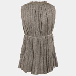Pre Owned M Missoni Green Lurex Knit Pleat Detail Sleeveless Top L