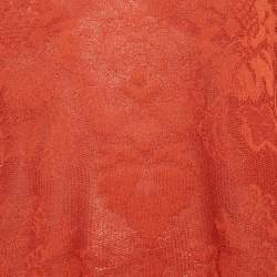 Pre Owned M Missoni Orange Patterned Knit Long Sleeve Sweater Top S