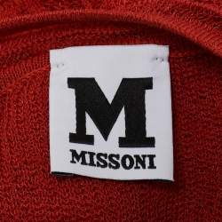 Pre Owned M Missoni Orange Patterned Knit Long Sleeve Sweater Top S