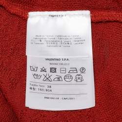 Pre Owned M Missoni Orange Patterned Knit Long Sleeve Sweater Top S