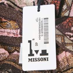 Pre Owned M Missoni Multicolor Patterned Knit V-Neck Sleeveless Top L