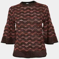 M Missoni Black/Multicolor Pinhole Pattern Knit Sweater Top S