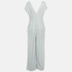 M Missoni Grey Lurex Stretch Knit Strappy Jumpsuit L