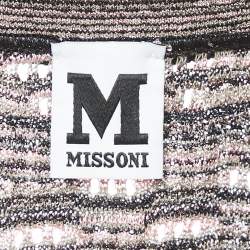 Pre Owned M Missoni Black/Pink Patterned Lurex Knit Sleeveless Maxi Dress M
