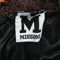 Pre Owned M Missoni Orange Patterned Lurex Knit Sleeveless Maxi Dress S