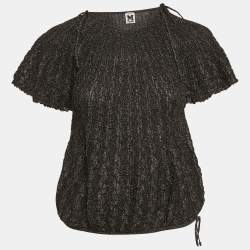 M Missoni Black Lurex Knit Short Sleeve Top L