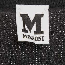 Pre Owned M Missoni Black/Pink Patterned Lurex Knit Short Dress L
