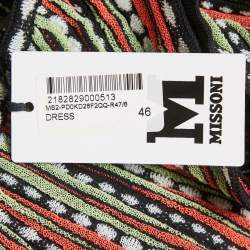 Pre Owned M Missoni Orange/Green Patterned Knit A-Line Mini Dress L