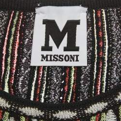 Pre Owned M Missoni Orange/Green Patterned Knit A-Line Mini Dress L