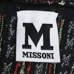 Pre Owned M Missoni Orange/Green Alga and Bubble Pattern Knit Sleeveless Midi Dress L