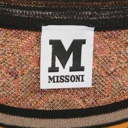 Pre Owned M Missoni Brown Floral Pattern Knit Lace Trim Midi Dress S