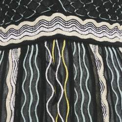 M Missoni Black/Blue Patterned Knit Plunge Neck Midi Dress M