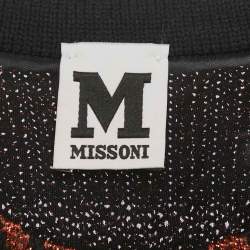 Pre Owned M Missoni Orange/Black Patterned Lurex Knit Short Dress M
