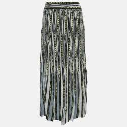 مملوكة مسبقًا M Missoni Blue/Black Patterned Lurex Knit Maxi Skirt L