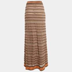 M Missoni Brown Stripe Pointelle Knit Maxi Skirt S