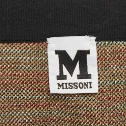 Pre Owned M Missoni Beige/Green Floral Pattern Knit Cardigan M