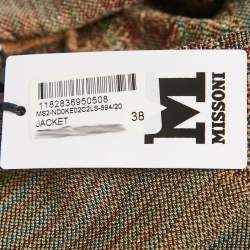 Pre Owned M Missoni Beige/Green Floral Pattern Knit Cardigan M