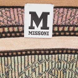 M Missoni Beige Floral Pattern Knit Full Sleeve Cardigan L