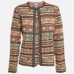 M Missoni Beige Floral Pattern Knit Full Sleeve Cardigan L