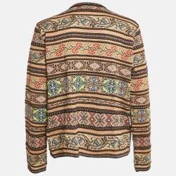 M Missoni Beige Floral Pattern Knit Full Sleeve Cardigan L