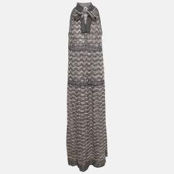 M Missoni Black/Pink Patterned Lurex Knit Maxi Dress L