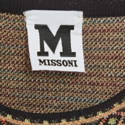 Pre Owned M Missoni Beige/Green Floral Pattern Knit Long Sleeve Midi Dress M