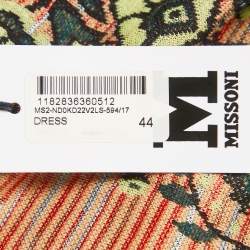 Pre Owned M Missoni Beige/Green Floral Pattern Knit Long Sleeve Midi Dress M