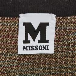 Pre Owned M Missoni Beige/Green Floral Pattern Knit Long Sleeve Midi Dress L