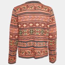 M Missoni Orange Floral Pattern Knit Cardigan M