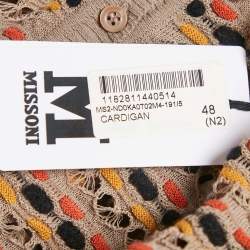 M Missoni Brown Pointelle Knit Button Front Cardigan L